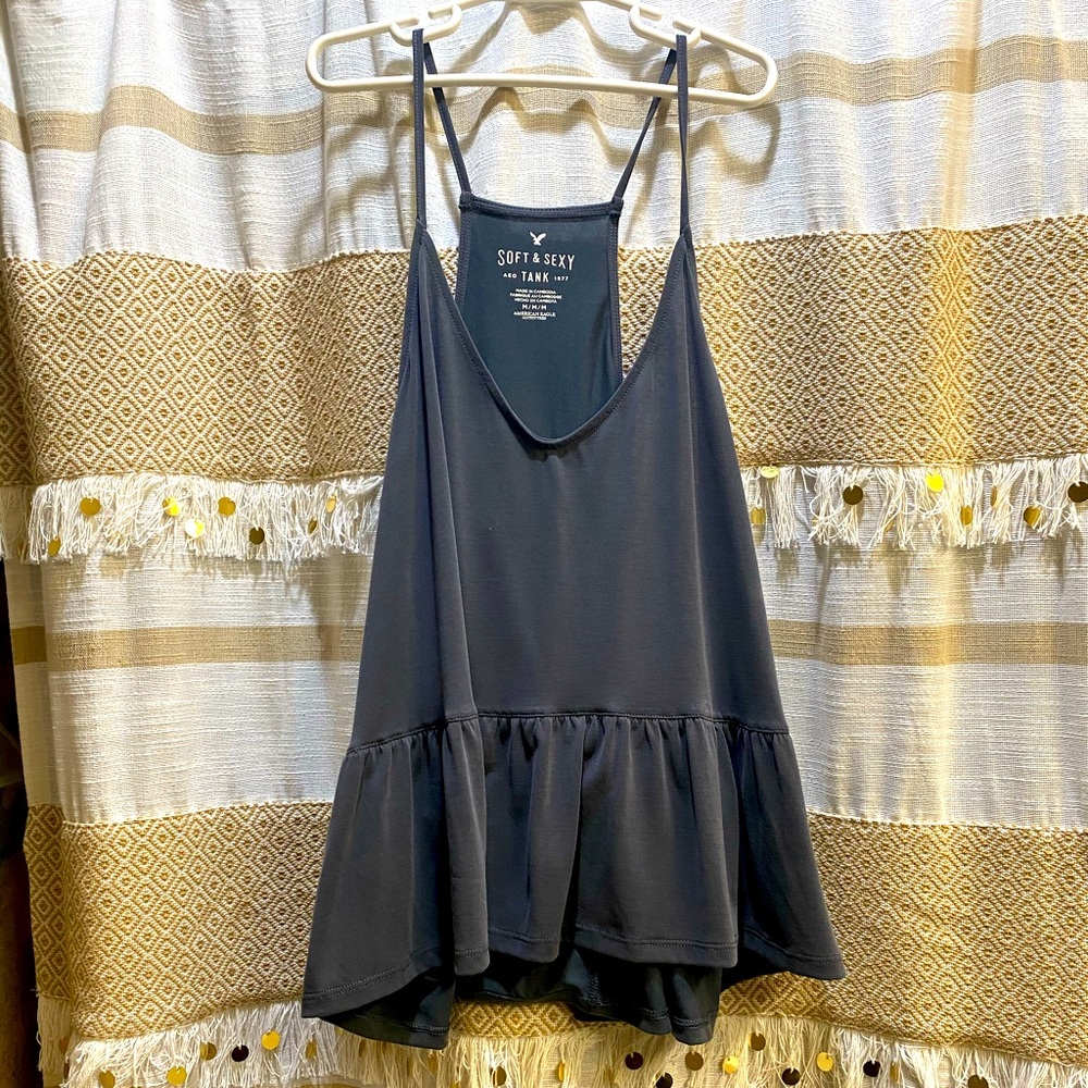 AMERICAN EAGLE Grey Spaghetti Strap Top